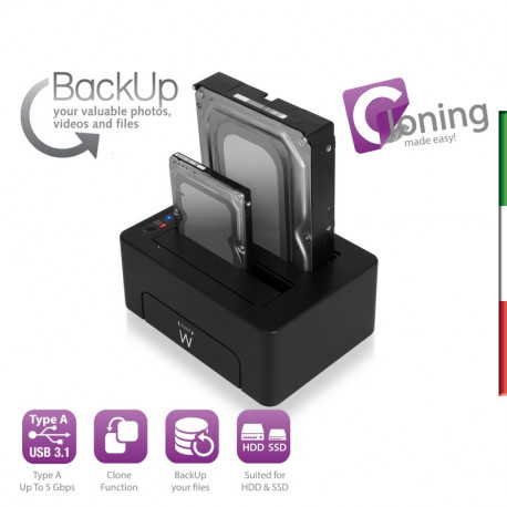 BASE USB 2*HDD SATA 2.5/3.5 USB3.0 CLONIG Software Back-UpEW7014