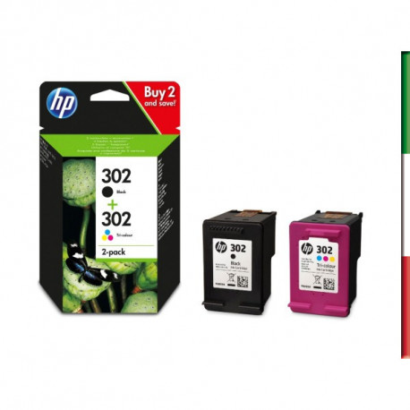 CARTUCCIA HP MULTIPACK N&DEG-302 X4D37AE NERO+COLORE 190+165PG HVS CARTUCCIA HP MULTIPACK N&DEG-302 X4D37AE NERO+COLORE 190+165PG HVS
