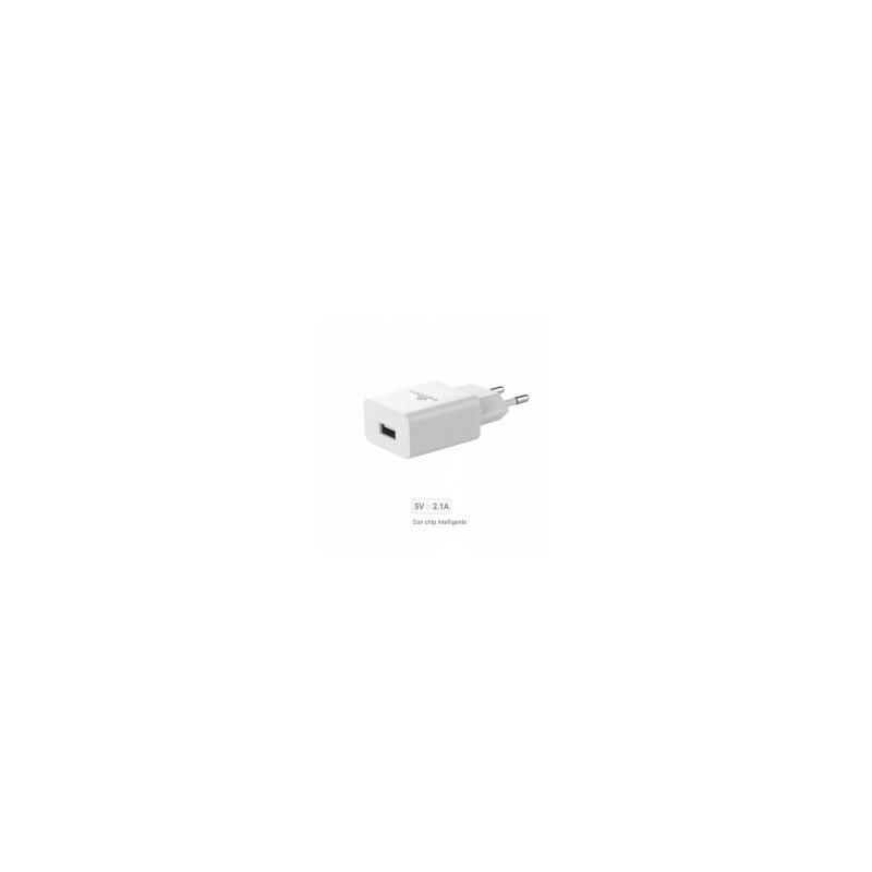 ADATTATORE  PRESA 220V. A 1 USB 5V/2.1A CON CHIP INTELLIGENTE VERSIONE NERO/BIANCO