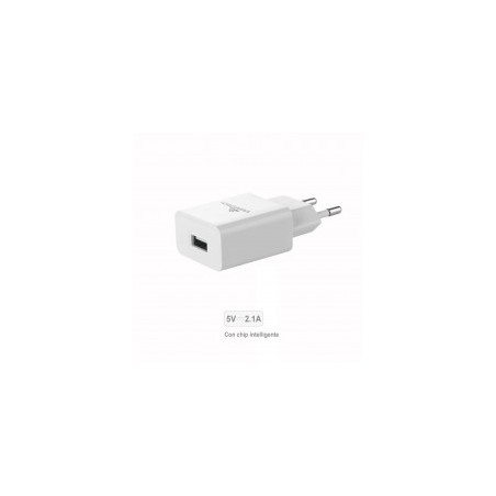 ADATTATORE  PRESA 220V. A 1 USB 5V/2.1A CON CHIP INTELLIGENTE VERSIONE NERO/BIANCO