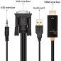Cavo adattore da VGA&Audio maschio a HDMI MASCHIOQuesto cavo adattatore converte il segnale video VGA e audio analogico in un s Cavo adattore da VGA&Audio maschio a HDMI MASCHIOQuesto cavo adattatore converte il segnale video VGA e audio analogico in un s