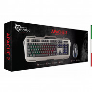 Kit Gaming combo Mouse e Tastiera APACHE 2 Tastiera standard con Layout Italiano con retroilluminazione a LED effetto arcobalen