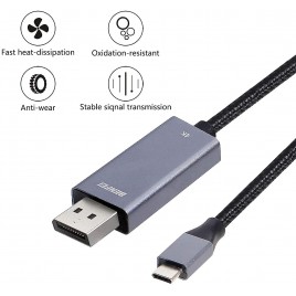 Cavo da USB tipo C (Thunderbolt 3) a DisplayPort 4K@60 Hz UHD da 1,8 m, adattatore da USB-C a DP BENFEI cavo maschio a maschio 