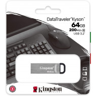 PEN DRIVE Kingston DataTraveler Kyson Drive Flash USB3.2 64 GB, con Elegante Guscio in Metallo senza Cappuccio Protettivo