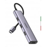 HUB USB C a USB 3.0 4 Porte, USB C OTG Adattatore con Cavo Nylon Compatibile con MacBook Pro Macbook Air 2020 Surface Go Galaxy