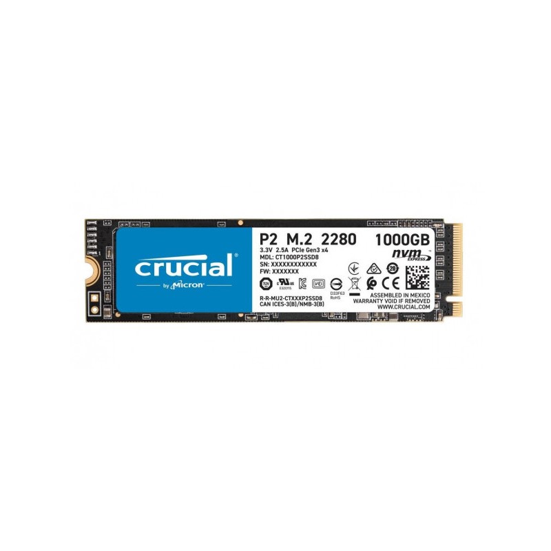 SSD-SOLID STATE DISK M.2(2280) NVME 1000GB (1TB) PCIE3.0X4 CRUCIAL P2 CT1000P2SSD8 READ:2300MB/S-WRITE:940MB/S