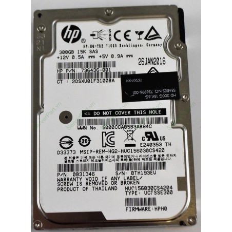 HARD DISK SAS 2.5" 300GB HP 736436-001 - 15K REFURBESHED