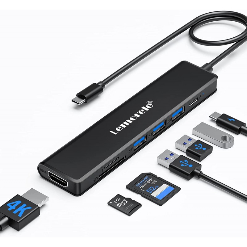 Docking Station USB C 8 in 1 Adattatore USB C Hub a HDMI 4K, 3 USB-A 3.0/2.0, PD 100W, SD/TF,USB C HDMI
