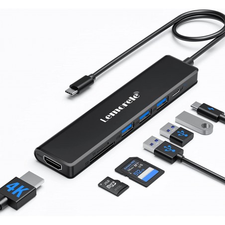 Docking Station USB C 8 in 1 Adattatore USB C Hub a HDMI 4K, 3 USB-A 3.0/2.0, PD 100W, SD/TF,USB C HDMI