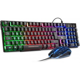 TASTIERA + MOUSE GAMING RK108 (Layout Italiano) -retroilluminati a LED, sensibilità Regolabile Fino a 3.200 DPI