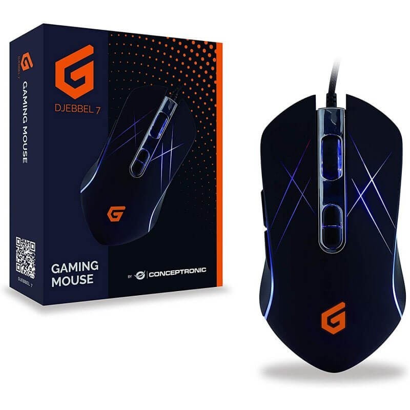 MOUSE GAMING USB CONCEPTRONIC DJEBBEL01B 3200DPI SENS.IC.-LED ILLUM.INTEGRATA- 7 PULS DI SELEZ. MOUSE GAMING USB CONCEPTRONIC DJEBBEL01B 3200DPI SENS.IC.-LED ILLUM.INTEGRATA- 7 PULS DI SELEZ.
