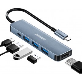 DOCK STATION Hub USB C, adattatore USB C 5 in 1 con PD 100W, 4K HDMI, 1 USB-A 3.0, 2 USB-C 2.0, docking station USB C per MacBo