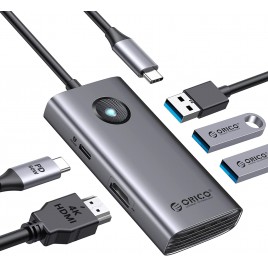 DOCK STATION USB C HUB, ORICO 5 in 1 USB C Docking Station con 4K HDMI, consegna di potenza da 60 W, USB 3.0 5 Gbps e 2 porte d