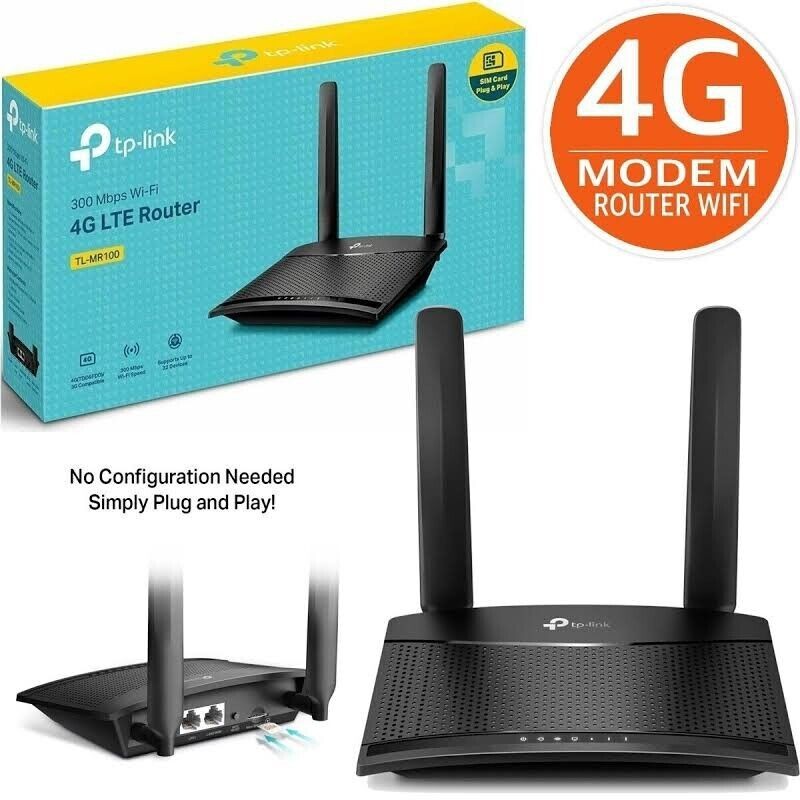 ROUTER 300M WIRELESS N 4G LTE TP-LINK TL-MR100 1P LAN/WAN + 1P LAN - 2 ANTENNE LTE - ROUTER 300M WIRELESS N 4G LTE TP-LINK TL-MR100 1P LAN/WAN + 1P LAN - 2 ANTENNE LTE -