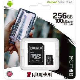 SD Memory Card MICRO 256GB SDC10G2/256GB CLASS10 UHS-I+  ADATTATORE KINGSTON