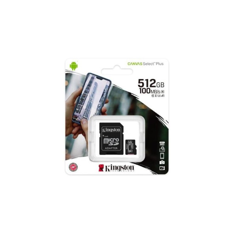 SD Memory Card MICRO 512GB SDC10G2/512GB CLASS10 UHS-I+  ADATTATORE KINGSTON