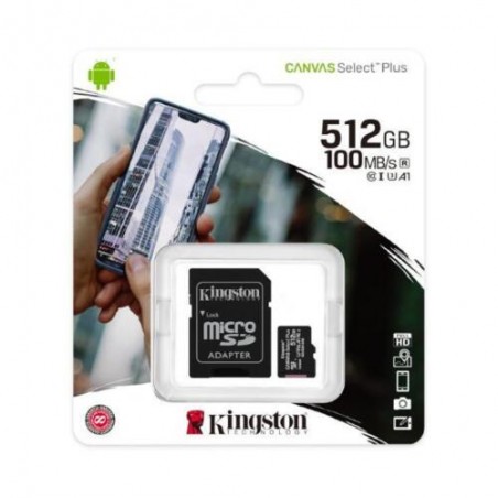 SD Memory Card MICRO 512GB SDC10G2/512GB CLASS10 UHS-I+  ADATTATORE KINGSTON