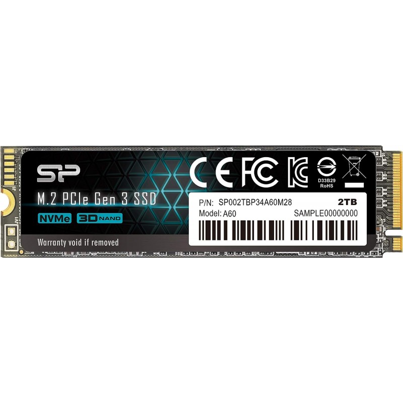 Silicon Power PCIe M.2 NVMe SSD 2TB Gen3x4 R/W up to 2, 200/1, 600MB/s
