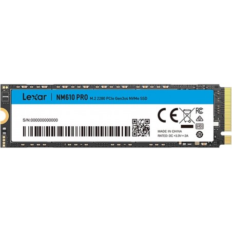 SSD-SOLID STATE DISK NVME Lexar NM610PRO 2TB, M.2 2280 PCIe Gen3x4 NVMe 1.4 SSD Interno, Fino a 3300MB/s in Lettura, 2600 MB/s 