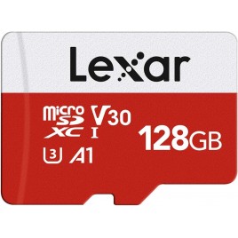 SD Memory Card MICRO 128GB Lexar fino a 100 MB/sec(R), Scheda di Memoria microSDXC con Adattatore A1, U3, C10, V30, SD Card