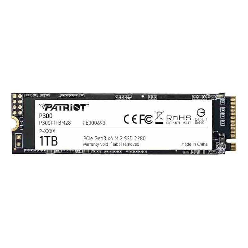 SSD-SOLID STATE Patriot P300 M.2 2280 PCIe gen 3x4 NVMe SSD 1TB Unitá a Stato Solido interno SSD a Basso Consumo - Velocità Let
