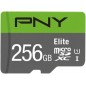 SD PNY Elite Scheda di Memoria microSDXC 256GB + Adattatore SD, Velocità di Lettura fino a 100MB/s, Classe 10 UHS-I, U1 per vid