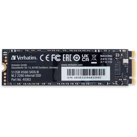 SSD-SOLID STATE Verbatim Vi560 S3 512GB SSD Interno M.2 2280 SATA III 520 MB/s Hard Disk Stato Solido PC