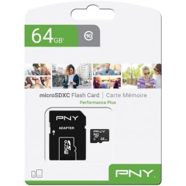 SD Memory Card MICRO PNY 64GB Performance Plus C10 microSDXC Scheda di Memoria Flash
