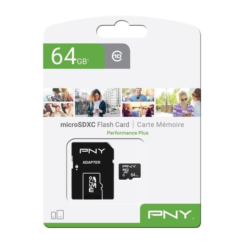 SD Memory Card MICRO PNY 64GB Performance Plus C10 microSDXC Scheda di Memoria Flash