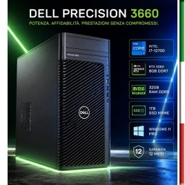 PC DELL 3660 PRECISION  (USATO) INTEL I7-12700 - SVGA RTX 5060  8GB DDR7- 32GB RAM DDR5 - SSD 1TB  NVME - USB3,0 - Windows 11 P