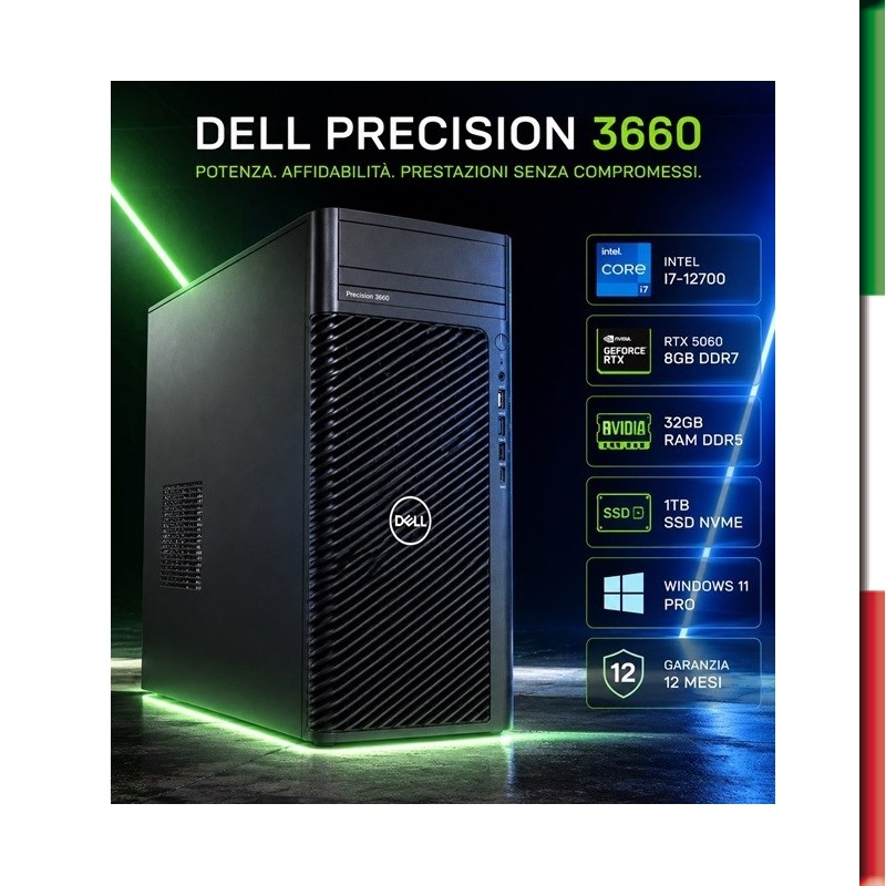 PC DELL 3660 PRECISION (USATO) INTEL I7-12700 - SVGA RTX 5060 8GB DDR7- 32GB RAM DDR5 - SSD 1TB NVME - USB3,0 - Windows 11 P PC DELL 3660 PRECISION (USATO) INTEL I7-12700 - SVGA RTX 5060 8GB DDR7- 32GB RAM DDR5 - SSD 1TB NVME - USB3,0 - Windows 11 P