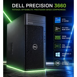 PC DELL 3660 PRECISION  (USATO) INTEL I7-12700 - SVGA RTX 5060  8GB DDR7- 32GB RAM DDR5 - SSD 1TB  NVME - USB3,0 - Windows 11 P
