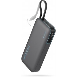 Power Bank  45W 20000mAh con Cavi Integrati, Ricarica Rapida Batteria Esterna con 2 Porte, Display Digitale, USB C