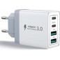 Caricatore USB C Rapido 40W 4Porto Presa USB Caricatore Multipla PD & QC3.0 Carica Cellulare, Spina Alimentatore Caricabatterie