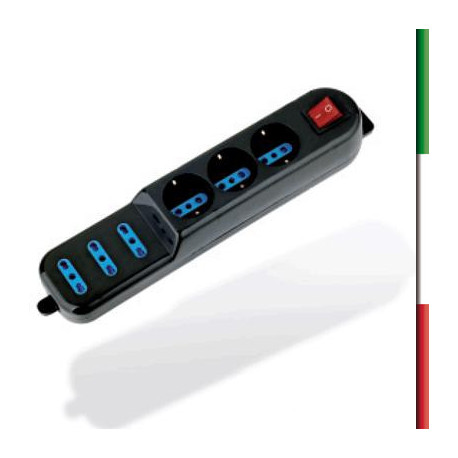 MULTIPRESA 6 Prese  10-16A BlackATLANTIS P011-SL203066