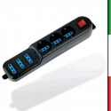 MULTIPRESA 6 Prese  10-16A BlackATLANTIS P011-SL203066